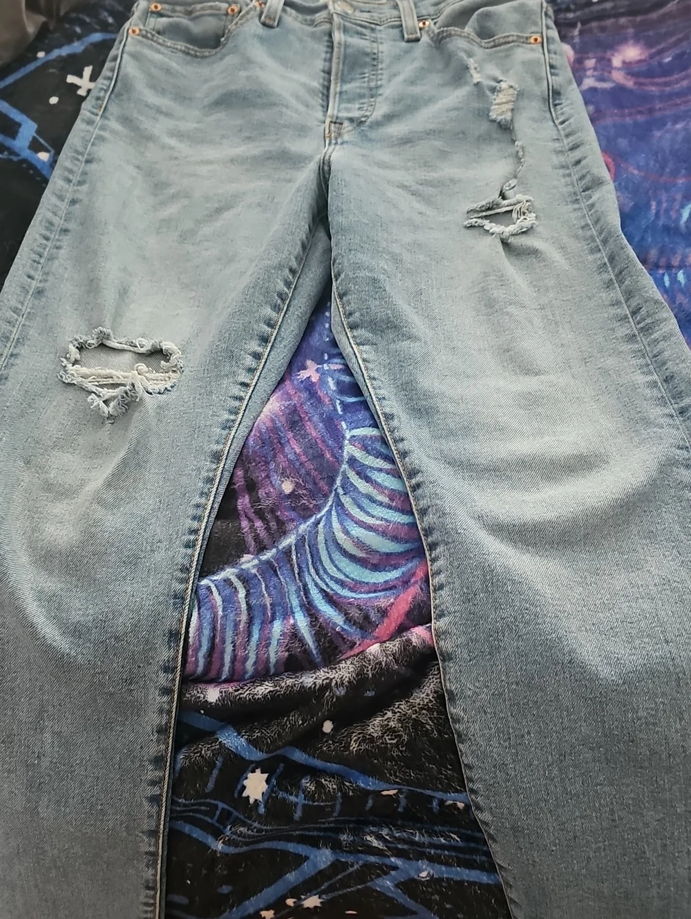 Levis Womens Light Blue Distressed Jeans